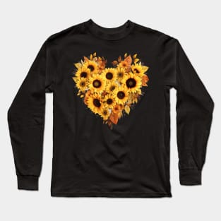 Sunflowers in heart shape - love at fall - sunflower heart Long Sleeve T-Shirt